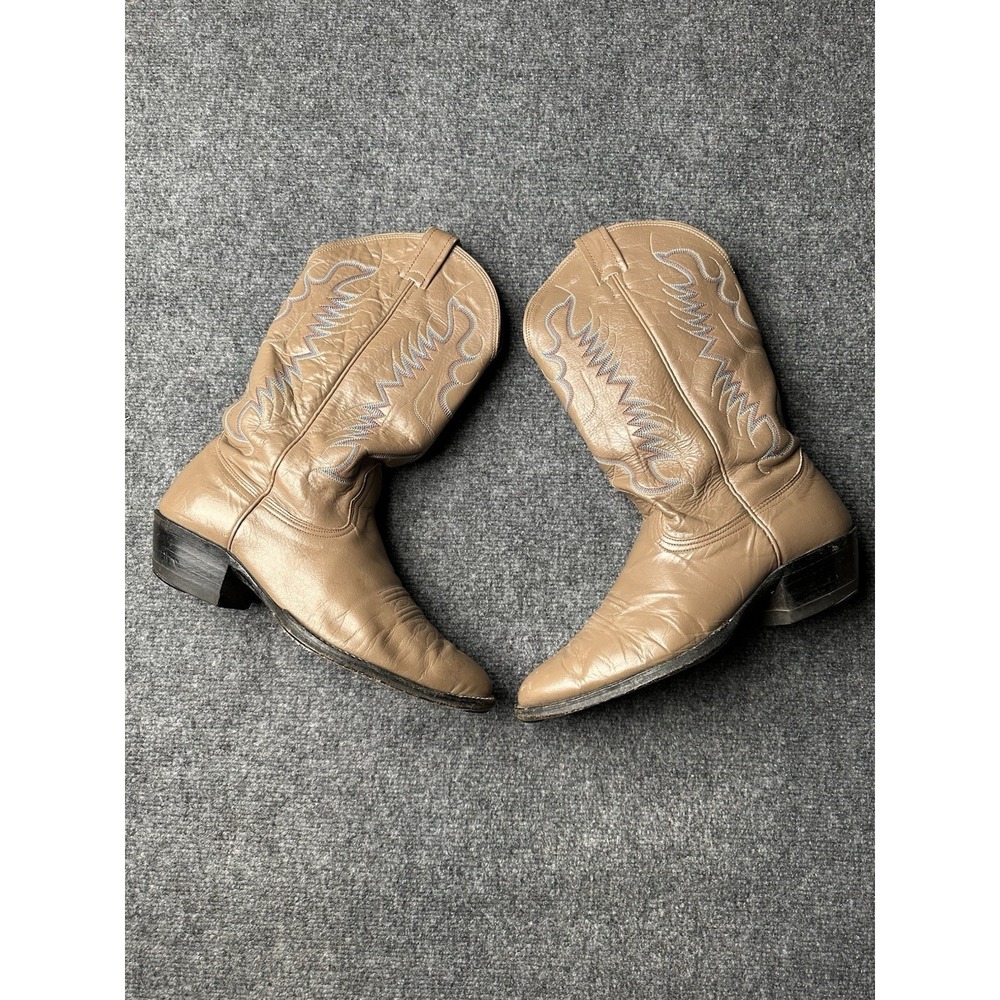 Mens Cowboy Boots Nocona Brown Leather Western USA Made, Size US 8.5 D